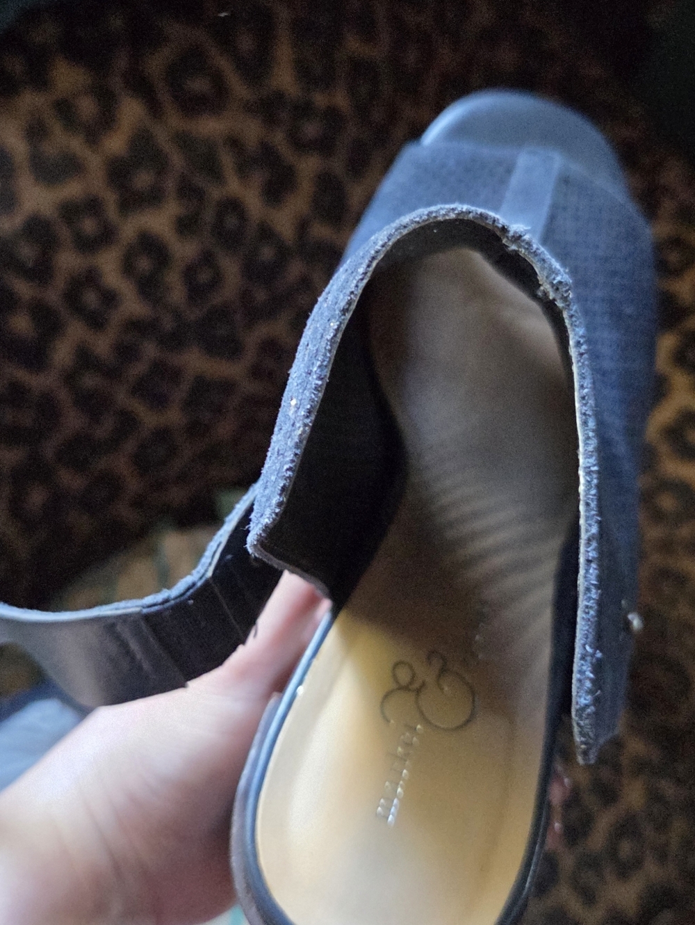 Women’s Navy Open-Toe Perforated Heel Sandals - Market And Spruce - Picture 2 of 5